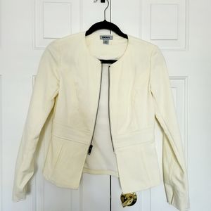 DKNY zippered jacket top Beige white.